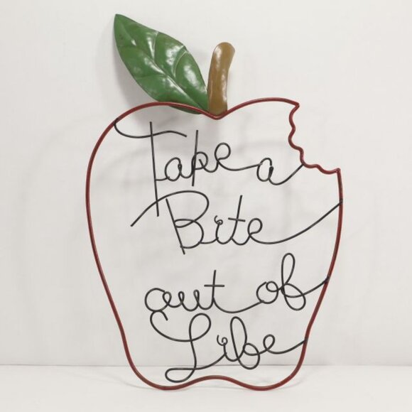 Take A Bite Out Of Life Metal Apple Wall Art Sign Farmhouse Country Core - Picture 1 of 6